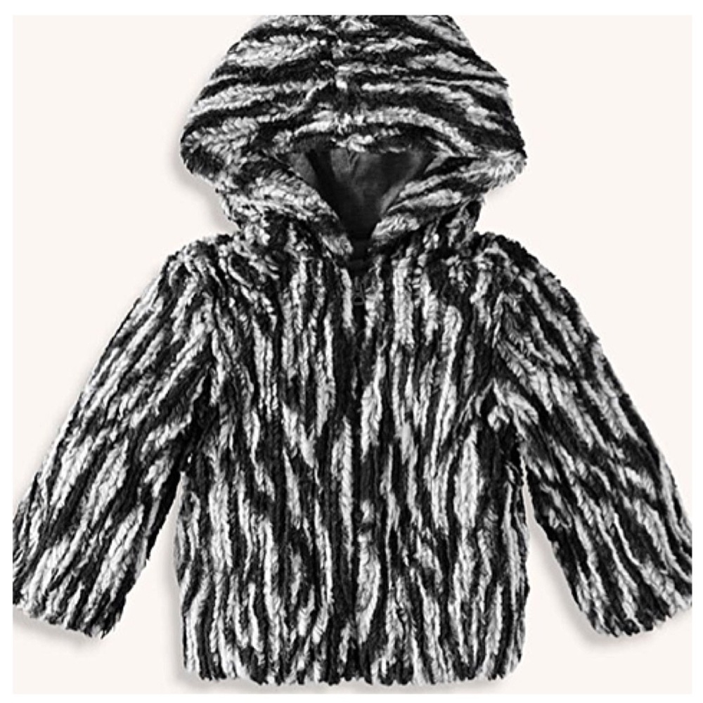 SPLENDID Gray Braided Faux Fur Hooded Jacket 6-12